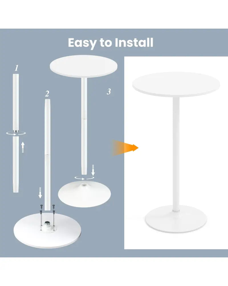 Round Bistro Table 40 Inch Bar Height Tall Coffee Cocktail Table-Set of 1 - White - Bar Tables