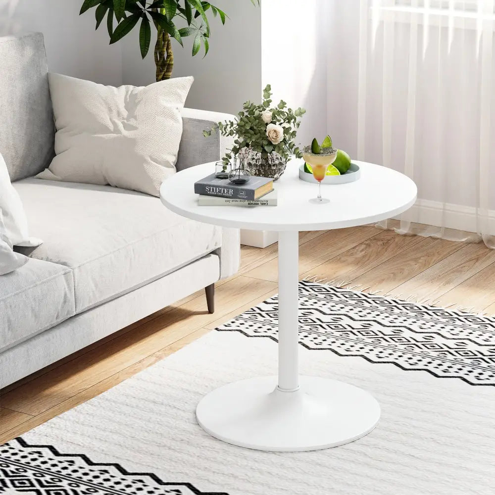 Round Bistro Table 40 Inch Bar Height Tall Coffee Cocktail Table-Set of 2 - White - Bar Tables