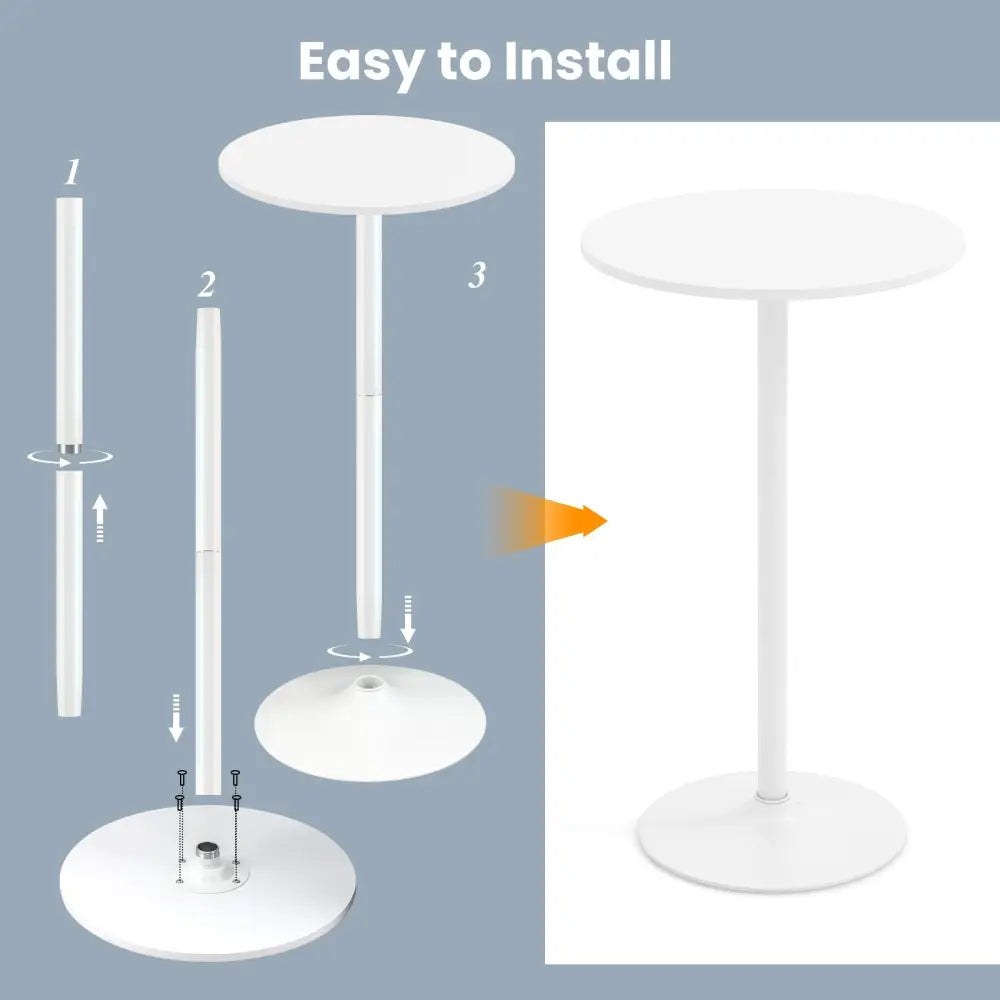Round Bistro Table 40 Inch Bar Height Tall Coffee Cocktail Table-Set of 2 - White - Bar Tables