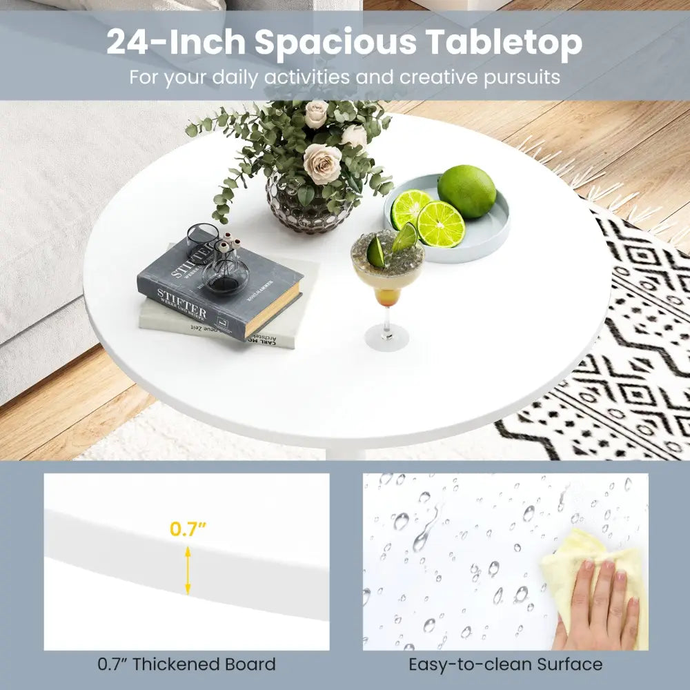 Round Bistro Table 40 Inch Bar Height Tall Coffee Cocktail Table-Set of 2 - White - Bar Tables