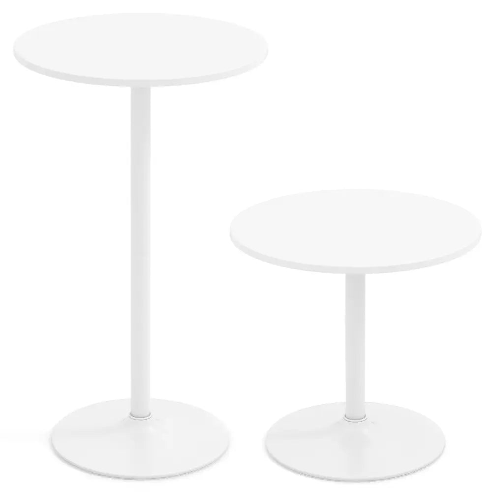 Round Bistro Table 40 Inch Bar Height Tall Coffee Cocktail Table-Set of 2 - White - Bar Tables