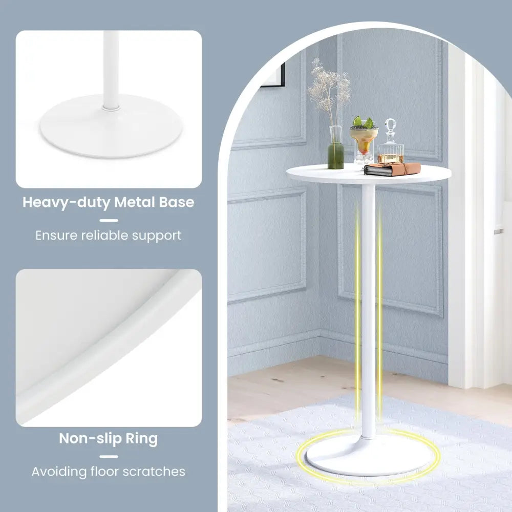 Round Bistro Table 40 Inch Bar Height Tall Coffee Cocktail Table-Set of 2 - White - Bar Tables