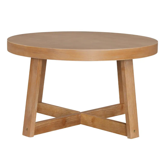 Round Coffee Table for Living Room 30 inch Farmhouse Accent Table with Study Rubber Wood Legs-Yellow - Yellow - Coffee