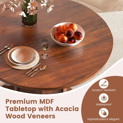 Round Dining Table with Pedestal Base for 4-6 People-Walnut - Walnut - Dining Tables