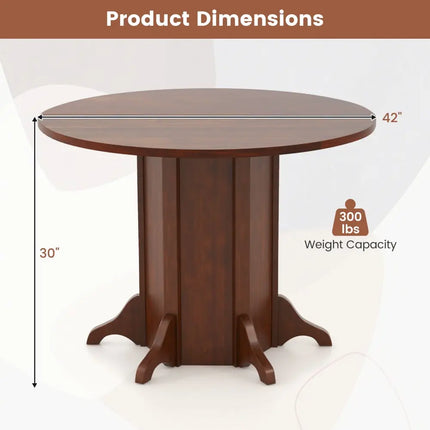 Round Dining Table with Pedestal Base for 4-6 People-Walnut - Walnut - Dining Tables