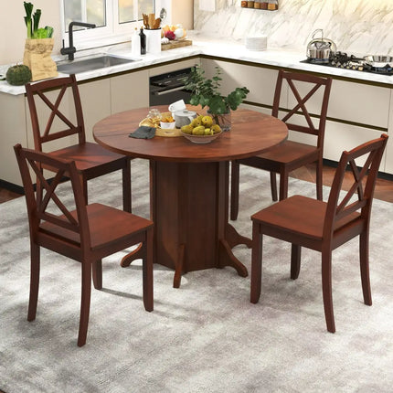 Round Dining Table with Pedestal Base for 4-6 People-Walnut - Walnut - Dining Tables