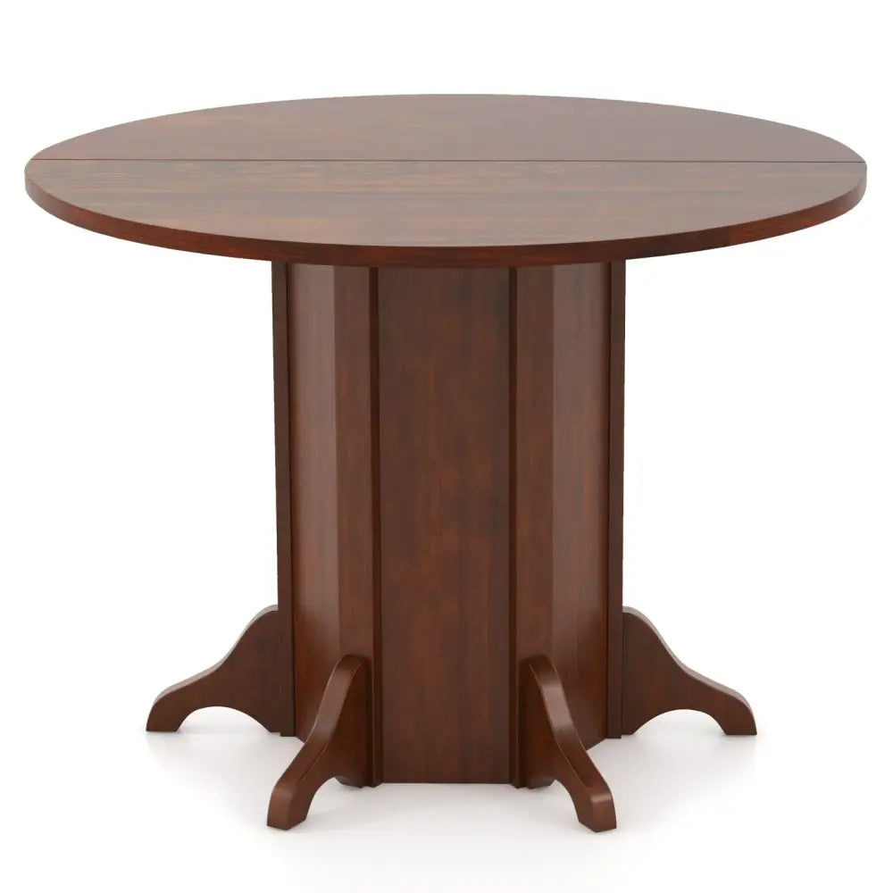 Round Dining Table with Pedestal Base for 4-6 People-Walnut - Walnut - Dining Tables