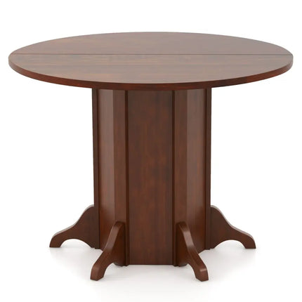 Round Dining Table with Pedestal Base for 4-6 People-Walnut - Walnut - Dining Tables