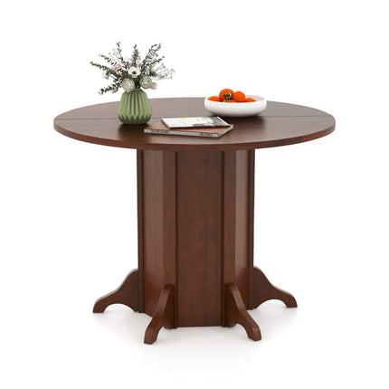 Round Dining Table with Pedestal Base for 4-6 People-Walnut - Walnut - Dining Tables