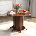 Round Dining Table with Pedestal Base for 4-6 People-Walnut - Walnut - Dining Tables