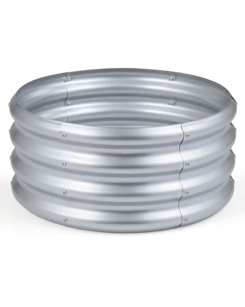 Round Galvanized Raised Garden Bed with Open-Ended Base-S - Silver - Raised Garden Beds
