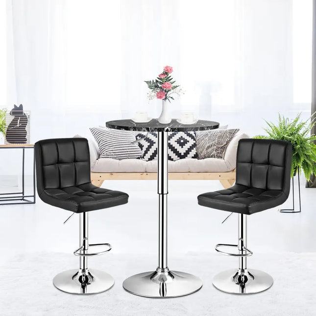 Round Height Adjustable Bistro Bar Table Black - Black - Bar Tables
