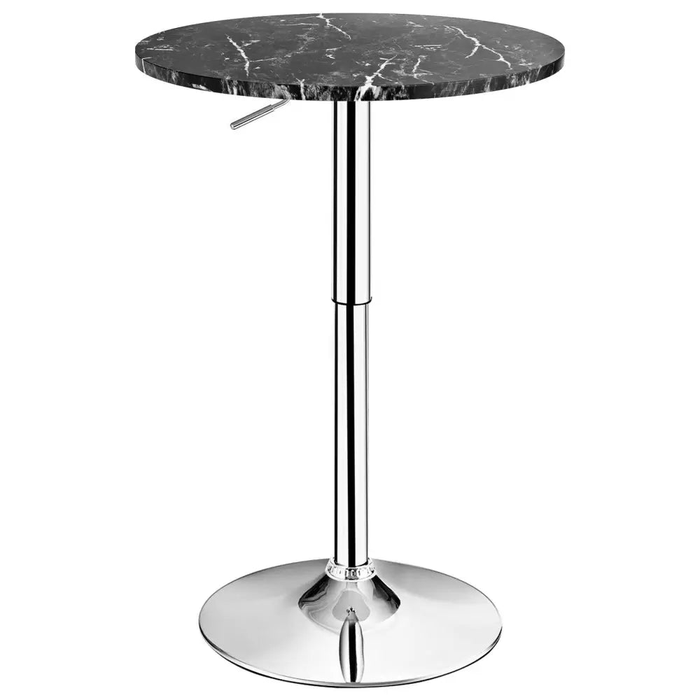 Round Height Adjustable Bistro Bar Table Black - Black - Bar Tables