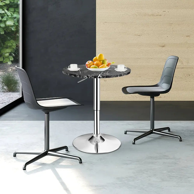 Round Height Adjustable Bistro Bar Table Black - Black - Bar Tables