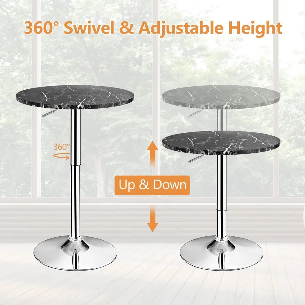 Round Height Adjustable Bistro Bar Table Black - Black - Bar Tables