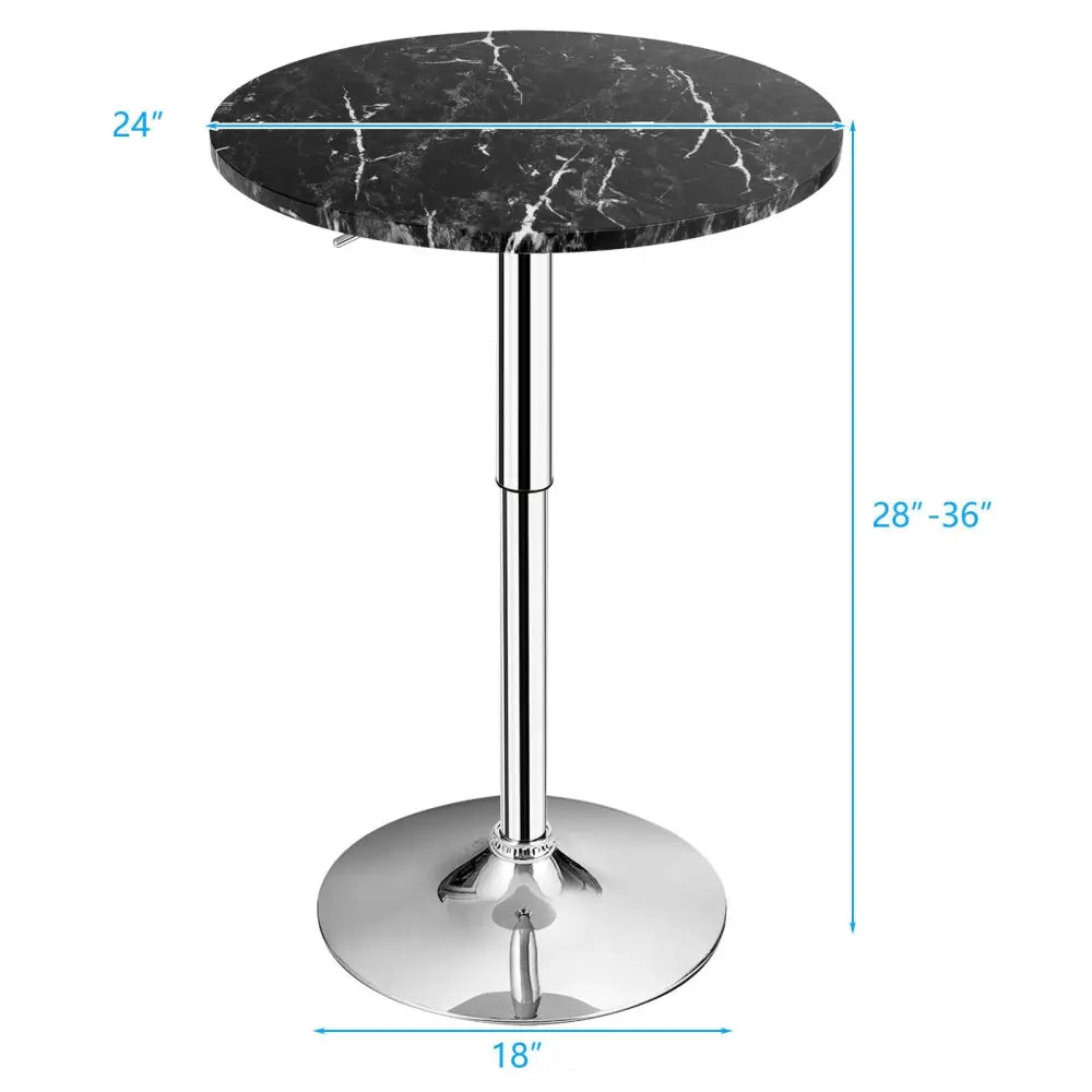 Round Height Adjustable Bistro Bar Table Black - Black - Bar Tables