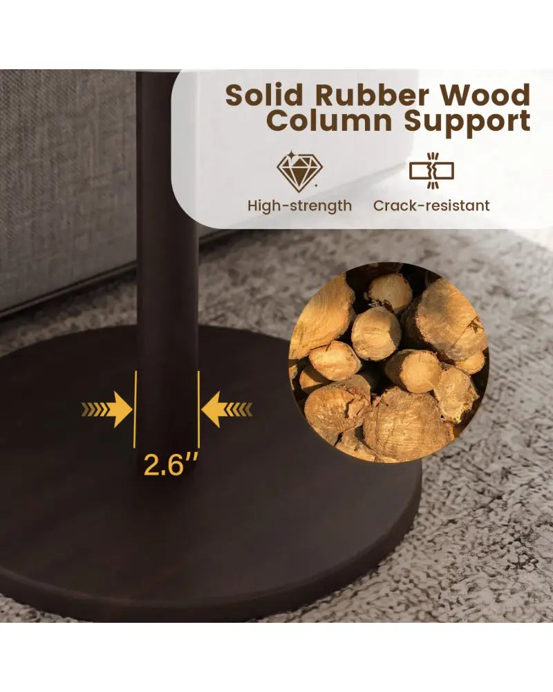 Round Marble Side Table Pedestal End Table with Stone Finish and Wooden-Black & White - Black & White - End & Side