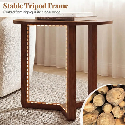 Round Nesting Coffee Table Set of 2 Wood Nesting End Tables with Thickened Top-Walnut - Walnut - Coffee Tables