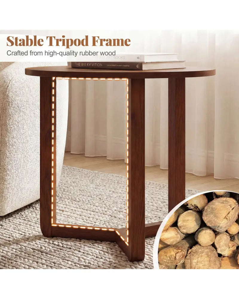 Round Nesting Coffee Table Set of 2 Wood Nesting End Tables with Thickened Top-Walnut - Walnut - Coffee Tables