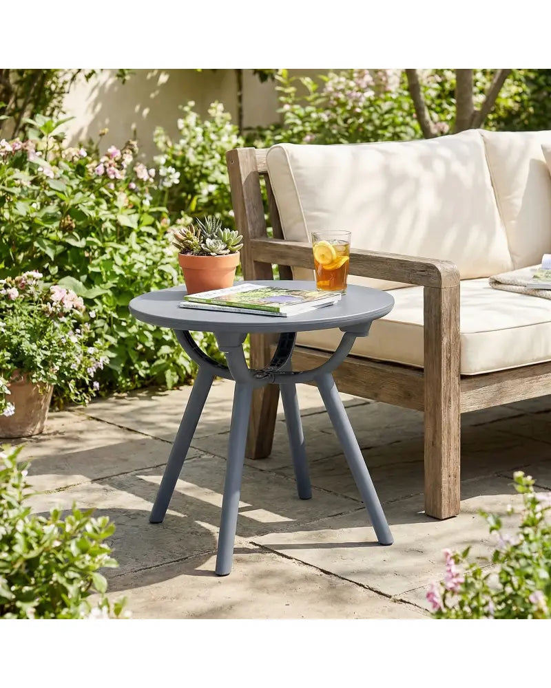 Round Patio Storage Side Table for Poolside and Balcony-1 piece - Gray - Patio Coffee Tables