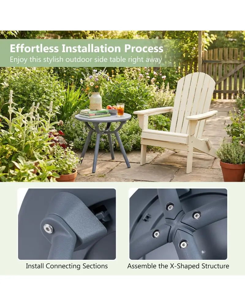 Round Patio Storage Side Table for Poolside and Balcony-1 piece - Gray - Patio Coffee Tables