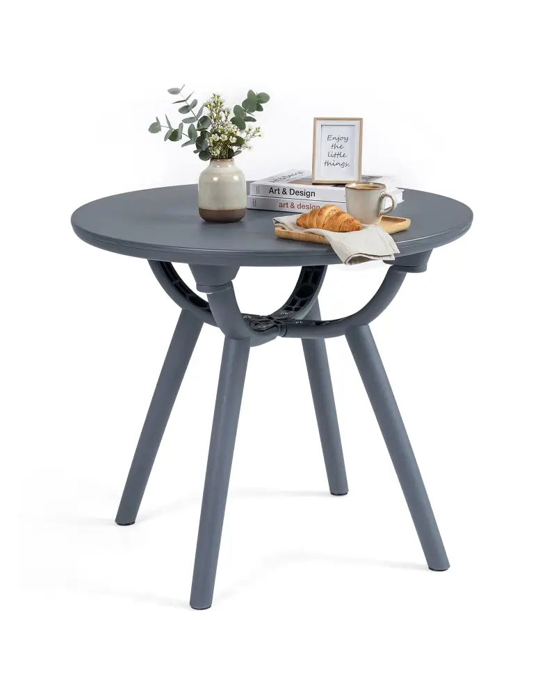 Round Patio Storage Side Table for Poolside and Balcony-1 piece - Gray - Patio Coffee Tables