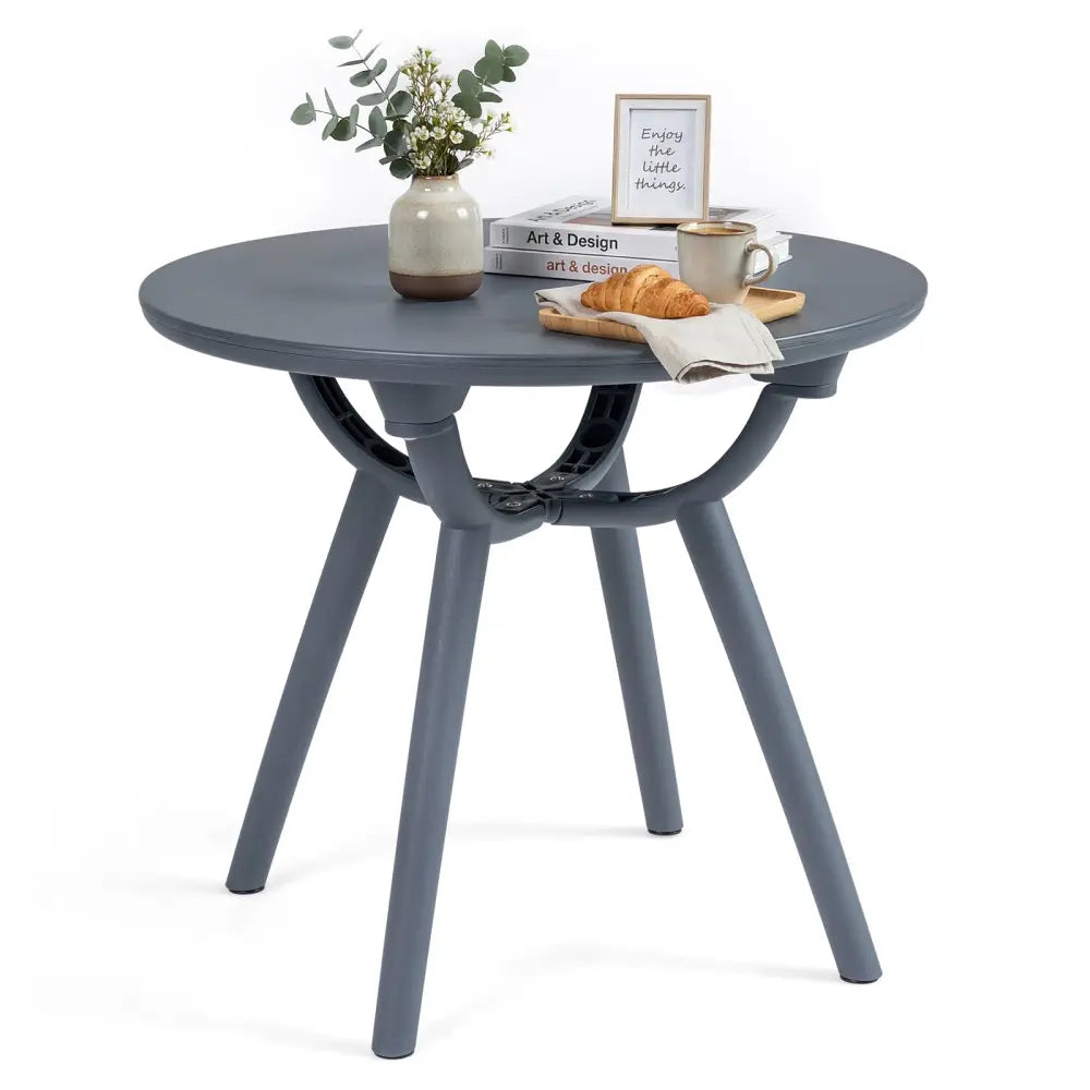 Round Patio Storage Side Table for Poolside and Balcony-1 piece - Gray - Patio Coffee Tables