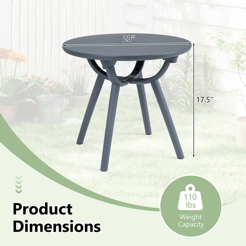 Round Patio Storage Side Table for Poolside and Balcony-1 piece - Gray - Patio Coffee Tables