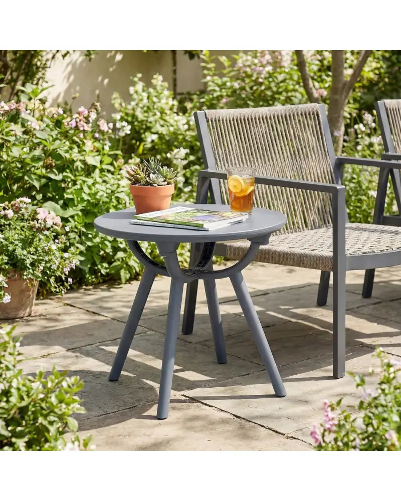 Round Patio Storage Side Table for Poolside and Balcony-set of 2 - Gray - Patio Coffee Tables