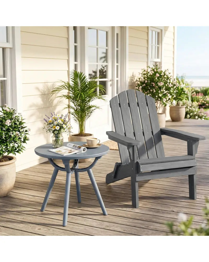 Round Patio Storage Side Table for Poolside and Balcony-set of 2 - Gray - Patio Coffee Tables