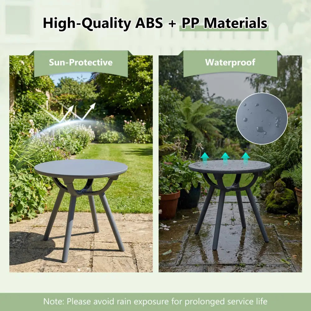 Round Patio Storage Side Table for Poolside and Balcony-set of 2 - Gray - Patio Coffee Tables