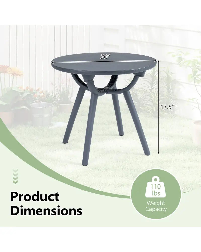 Round Patio Storage Side Table for Poolside and Balcony-set of 2 - Gray - Patio Coffee Tables