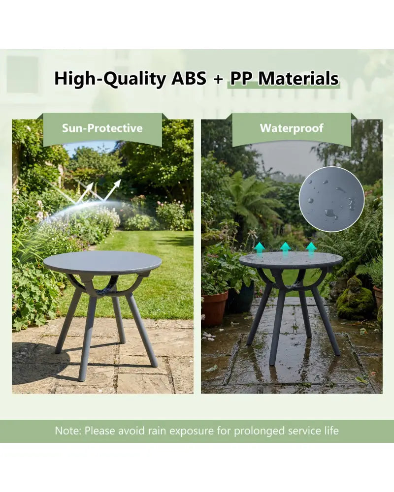 Round Patio Storage Side Table for Poolside and Balcony-set of 2 - Gray - Patio Coffee Tables
