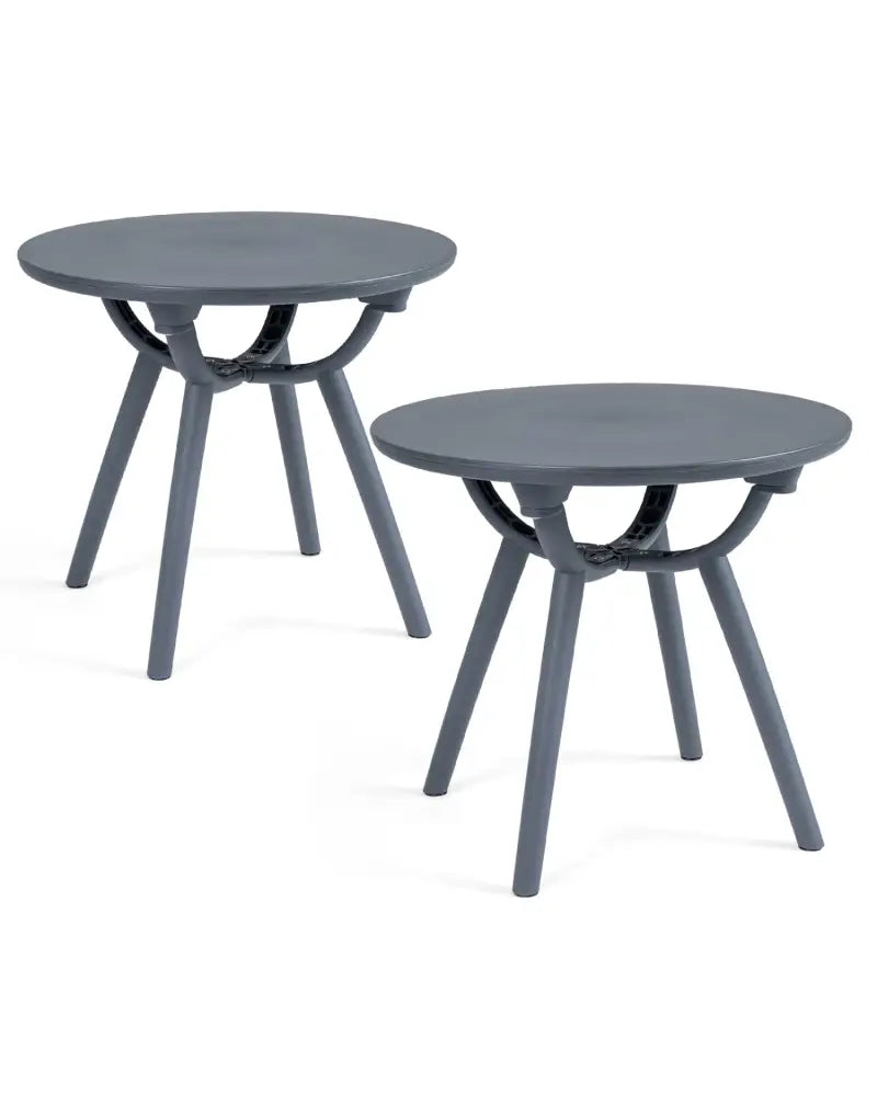 Round Patio Storage Side Table for Poolside and Balcony-set of 2 - Gray - Patio Coffee Tables