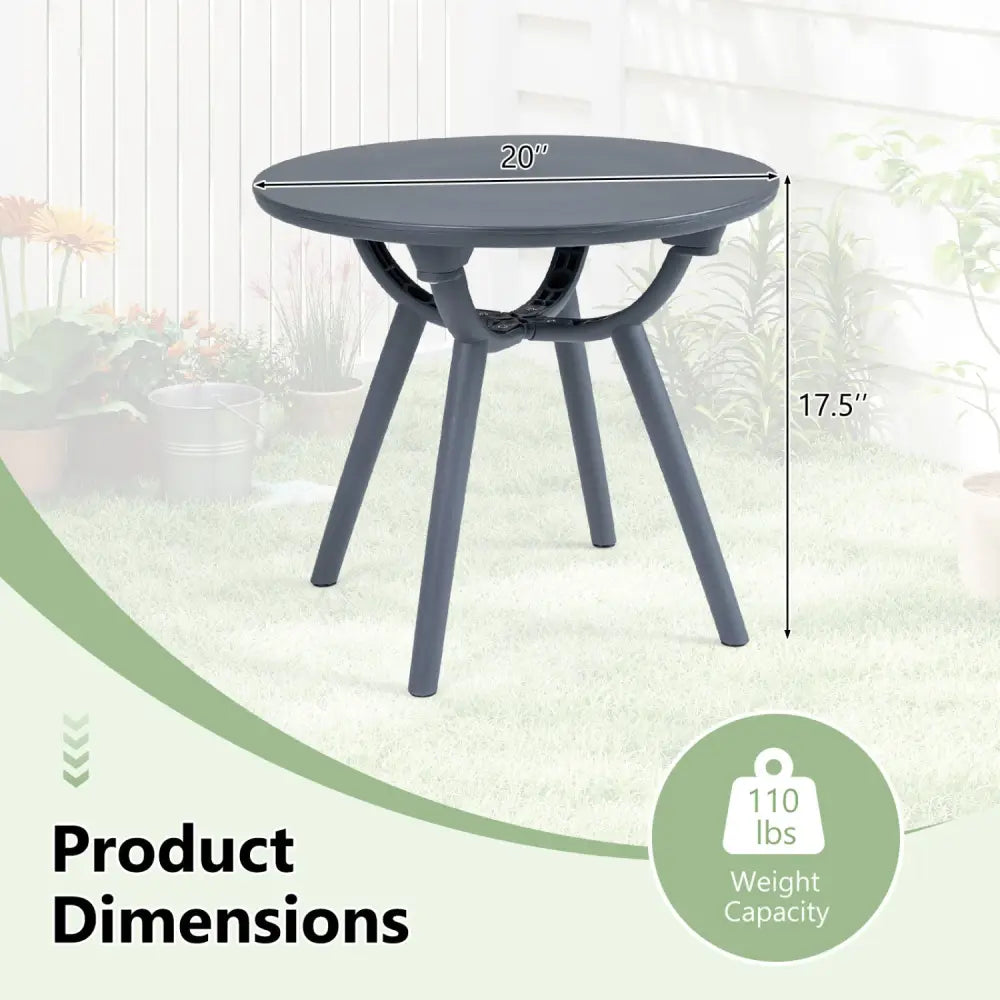 Round Patio Storage Side Table for Poolside and Balcony-set of 2 - Gray - Patio Coffee Tables