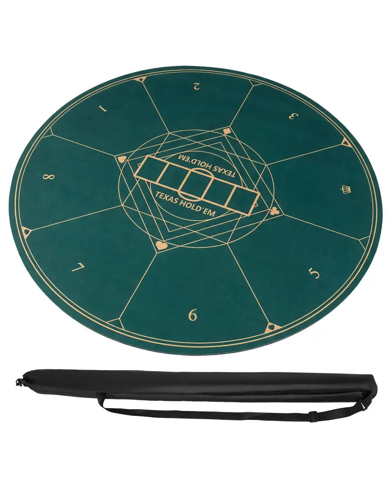 Round Poker Mat for Texas Hold’em 40 inch Portable Foldable Anti-Slip Rubber Base Table Layout-Green - Green - Game Room