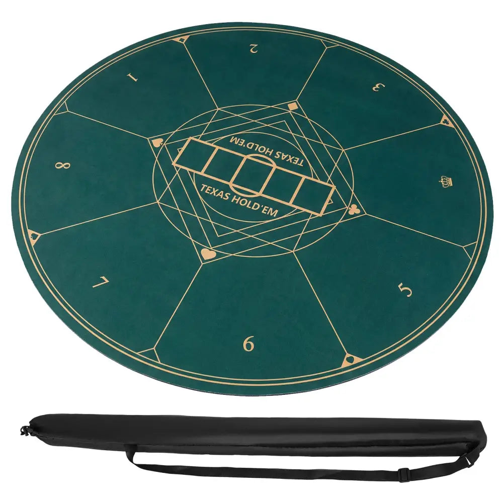 Round Poker Mat for Texas Hold’em 40 inch Portable Foldable Anti-Slip Rubber Base Table Layout-Green - Green - Game Room