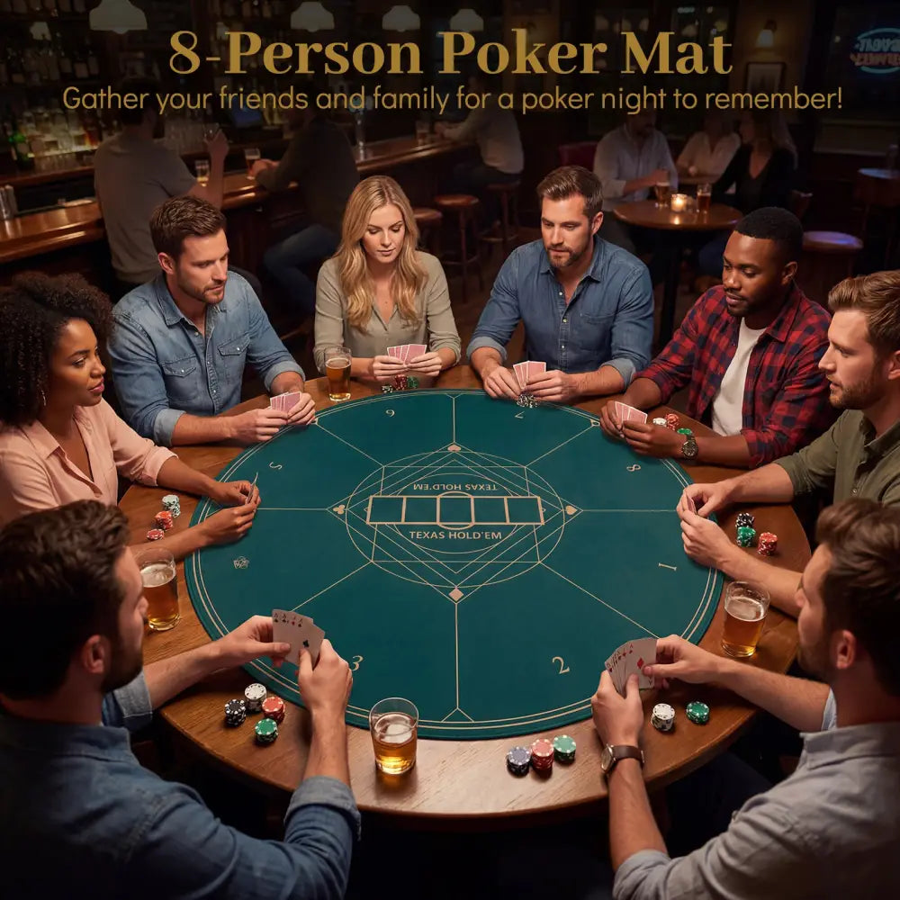 Round Poker Mat for Texas Hold’em 40 inch Portable Foldable Anti-Slip Rubber Base Table Layout-Green - Green - Game Room