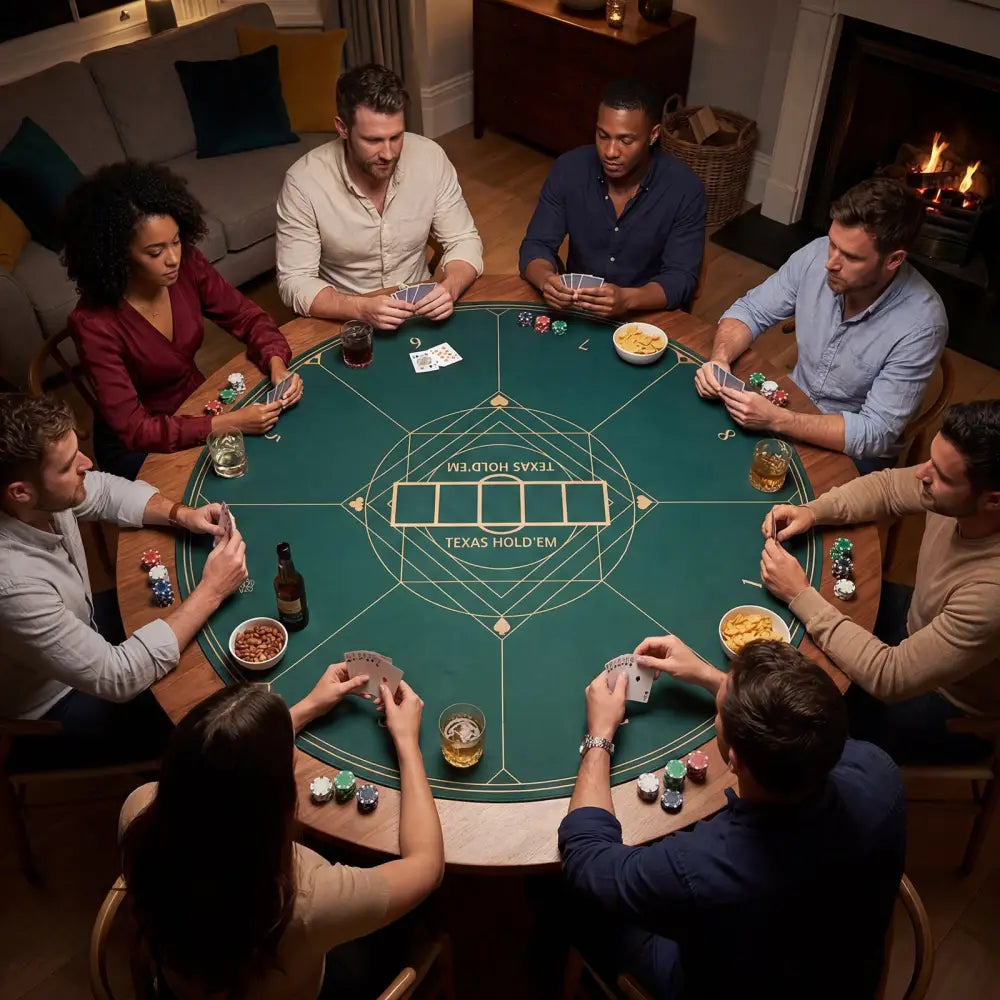 Round Poker Mat for Texas Hold’em 40 inch Portable Foldable Anti-Slip Rubber Base Table Layout-Green - Green - Game Room