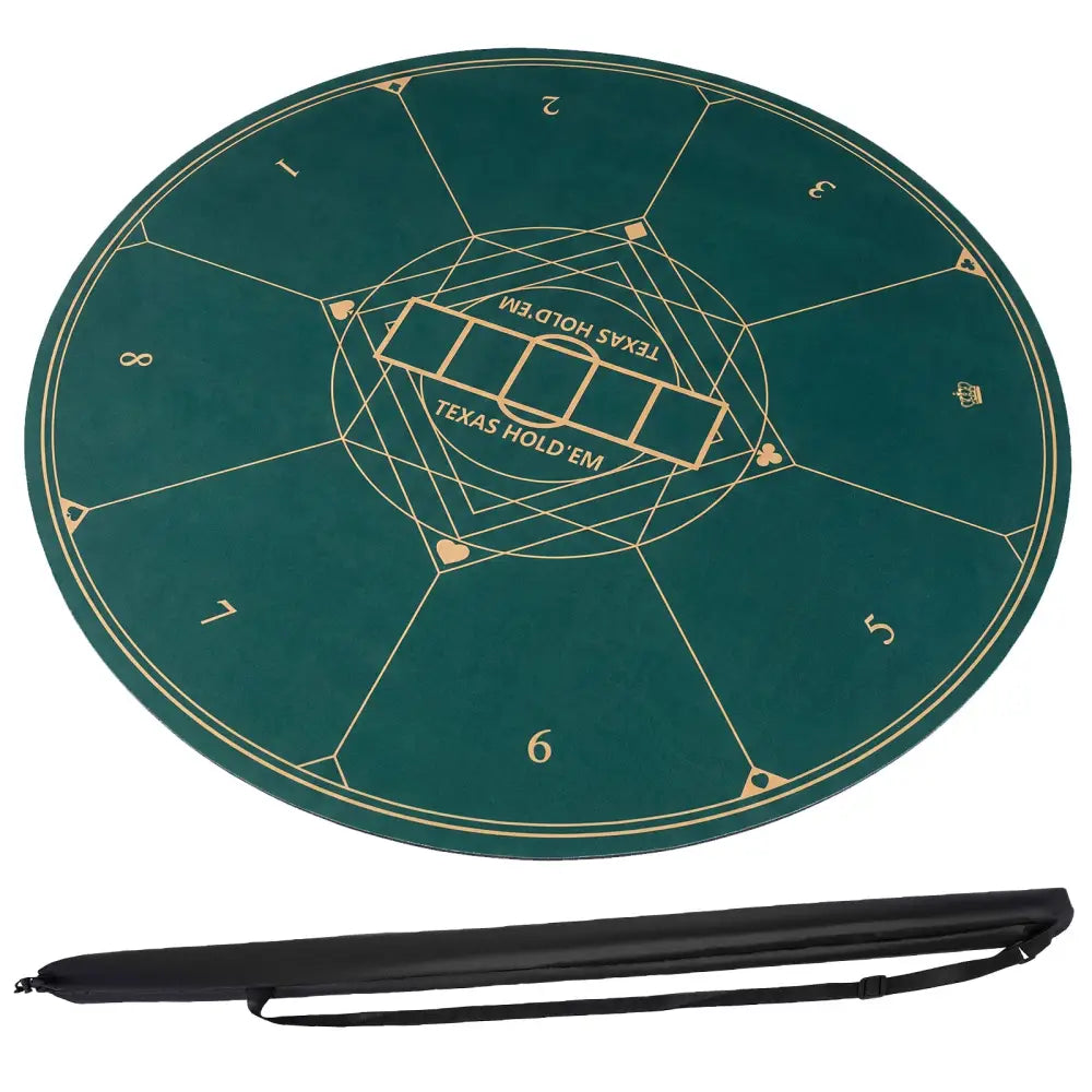 Round Poker Mat for Texas Hold’em 55 inch Portable Foldable Anti-Slip Rubber Base Table Layout-Green - Green - Game Room