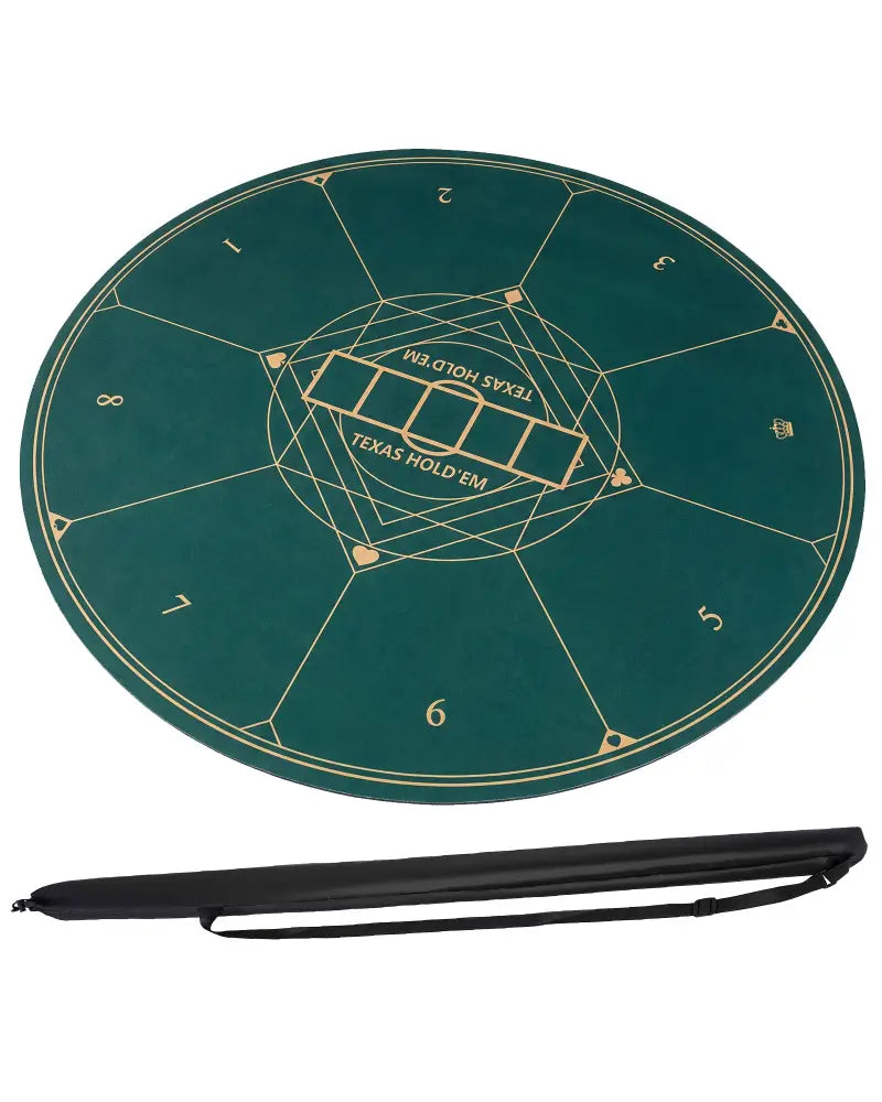 Round Poker Mat for Texas Hold’em 55 inch Portable Foldable Anti-Slip Rubber Base Table Layout-Green - Green - Game Room