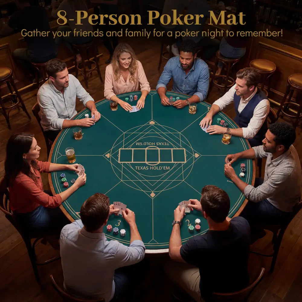 Round Poker Mat for Texas Hold’em 55 inch Portable Foldable Anti-Slip Rubber Base Table Layout-Green - Green - Game Room