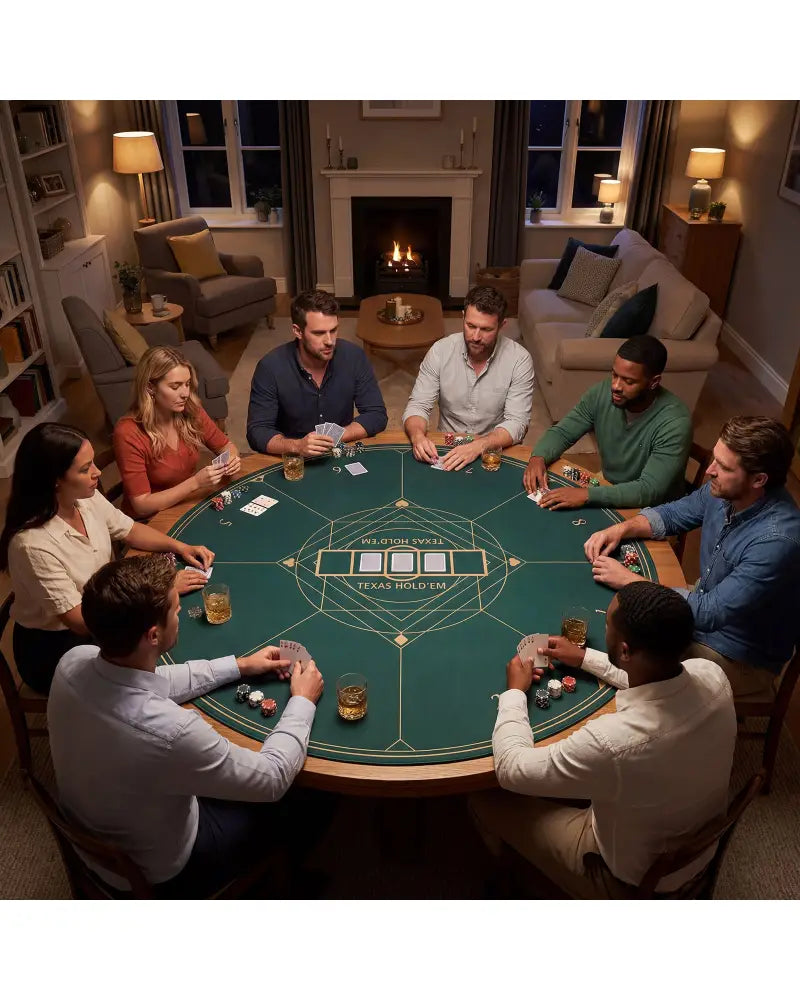 Round Poker Mat for Texas Hold’em 55 inch Portable Foldable Anti-Slip Rubber Base Table Layout-Green - Green - Game Room