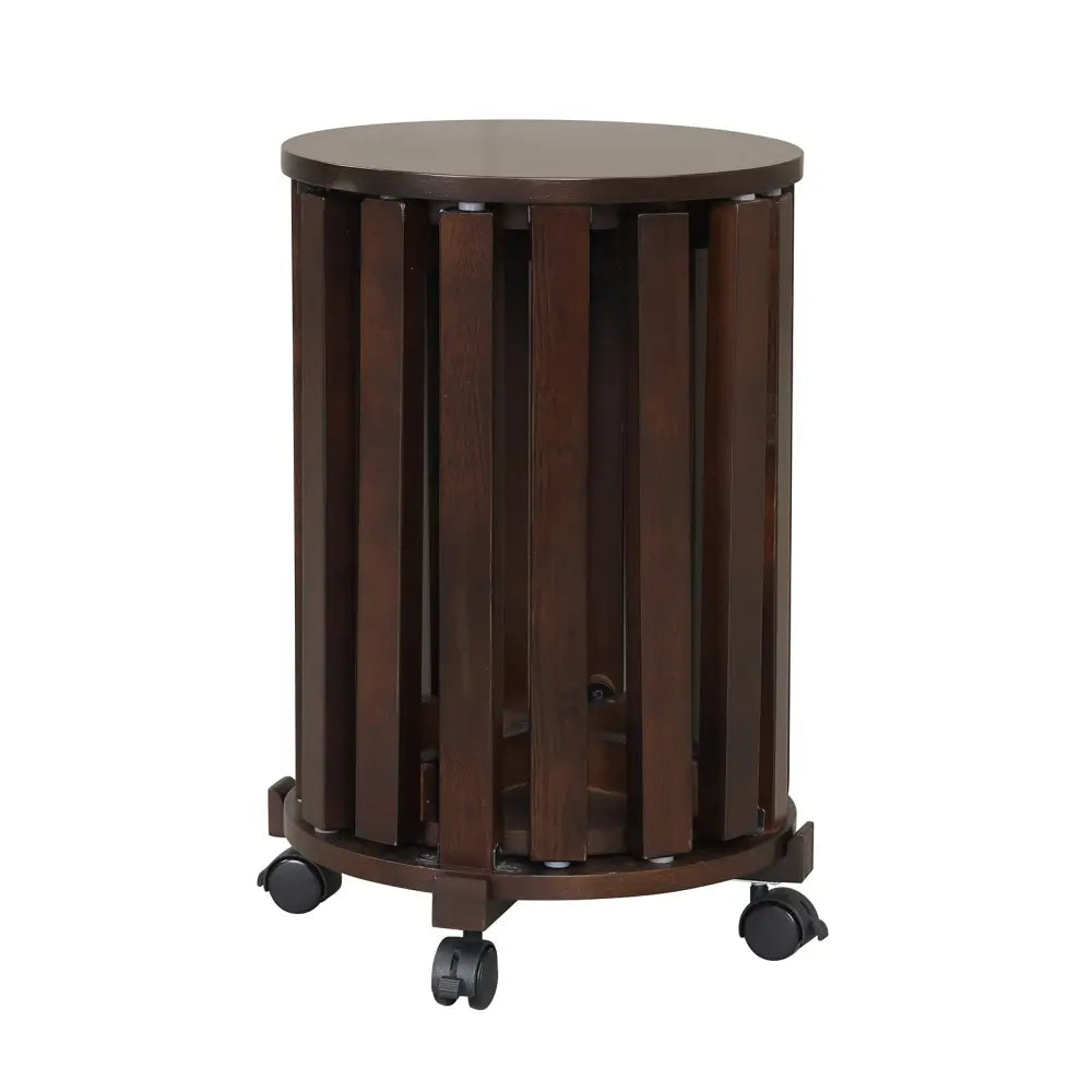 Round Portable Wood Nesting Stools with Locking Casters-Walnut - Walnut - Dining Chairs
