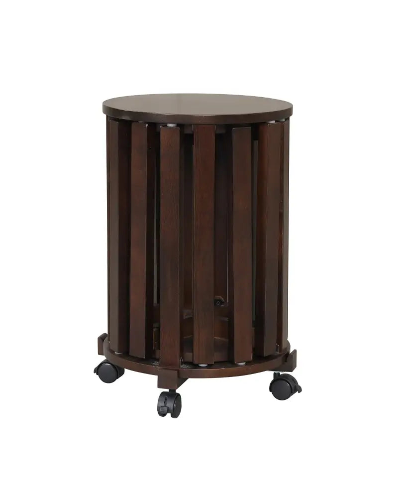 Round Portable Wood Nesting Stools with Locking Casters-Walnut - Walnut - Dining Chairs