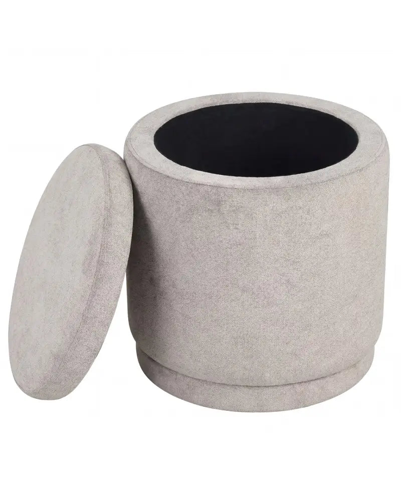 Round Storage Ottoman Foot Rest with Removable Lid and Acacia Wood Frame-Beige - Beige - Ottomans