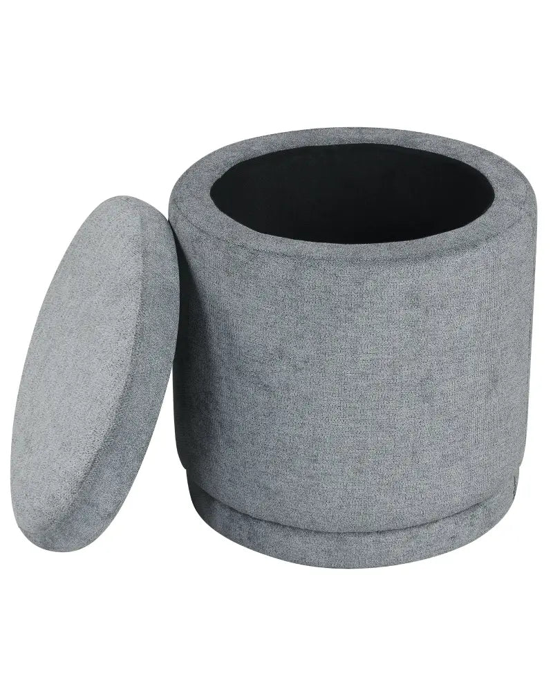 Round Storage Ottoman Foot Rest with Removable Lid and Acacia Wood Frame-Gray - Gray - Ottomans