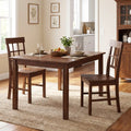 Rubber Wood Dining Chairs Set of 2 with High Backrests-Brown - Dark Brown - Dining Chairs