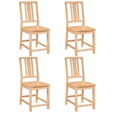 Rubber Wood Dining Chairs Set of 4 with Hollowed Backrest-Natural - Natural - Dining Chairs