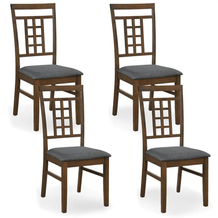 Rubber Wood Dining Chairs Set of 4 with Lattice Back-Brown - Brown - Dining Chairs